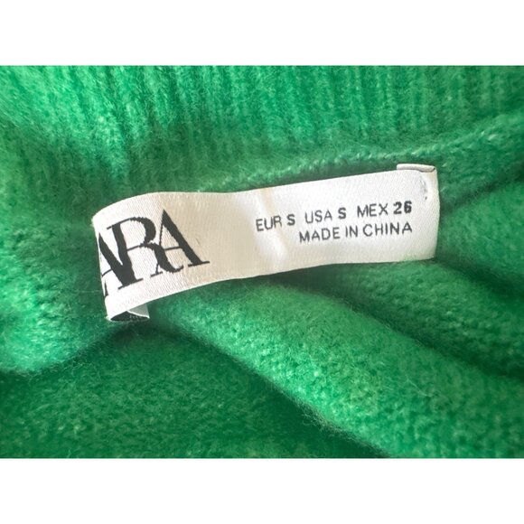 2/$30 ZARA Small Green Cashmere Blend Wool Blend Turtleneck Sweater - Picture 5 of 13